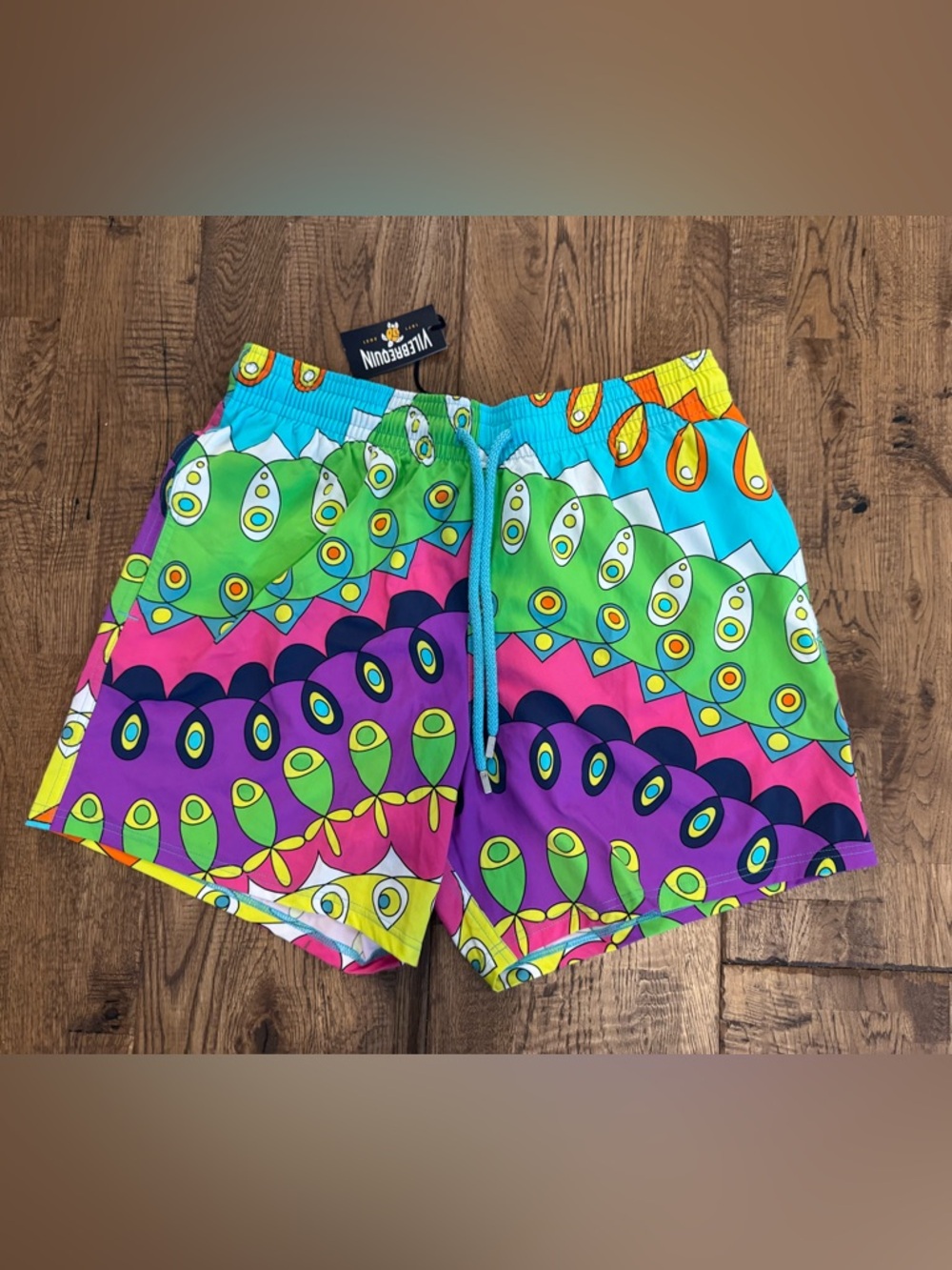 NWT VIlebrequin Moorise Swim Trunks Bleu Lazuli Geometric Size L C